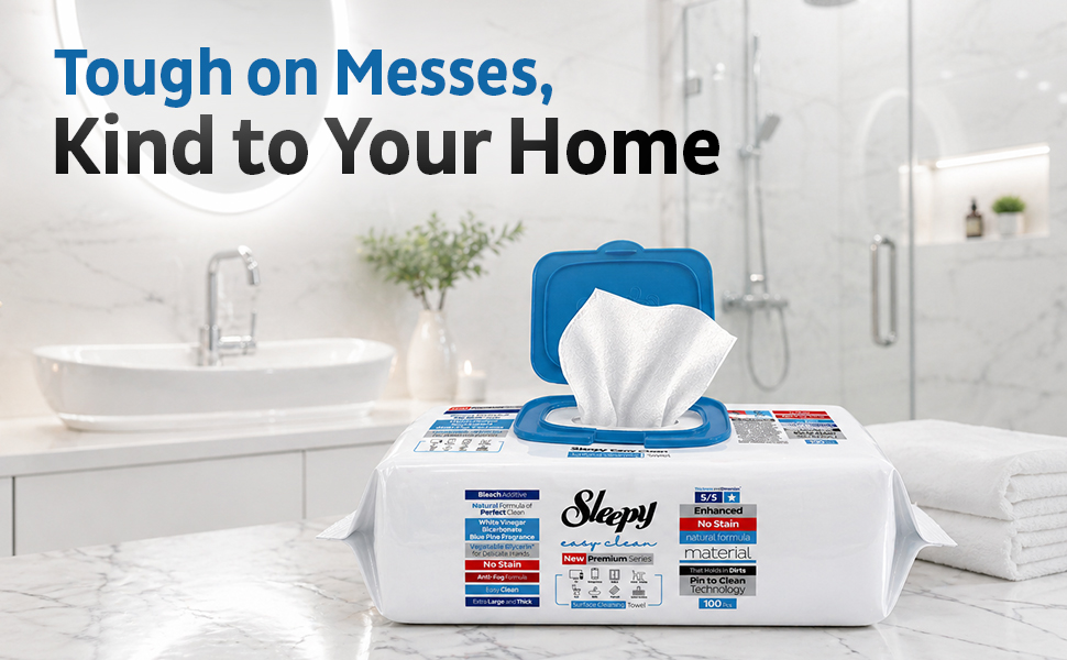 easy clean multi surface wipes, bleach additive all purpose cleaning towel, xl size