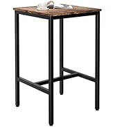Lutown-Teen Square Bar Table, Small Dining Table - Industrial Metal Frame for Small Spaces &amp; Narr...