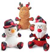BUYPOW Christmas Dog Toys for Large Dog - 3 Pack Plush Squeaky Medium &amp; Small Dog Chew Toys - Stu...