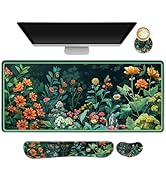 Lauspuck Desk Mat for Keyboard and Mouse, 4 in 1 Desk Pad, Ergonomic Mouse Pad Wrist Support, Key...