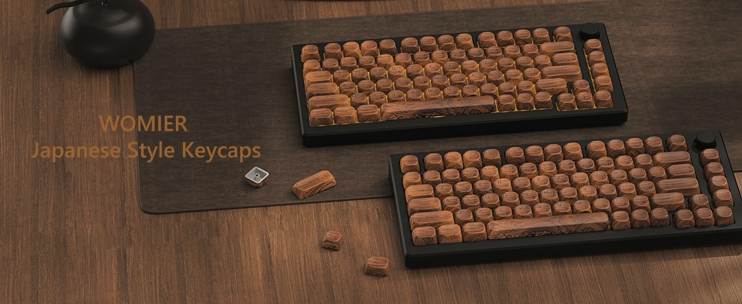Womier PBT Keycaps - MOA Keycaps 75 Percent, Wood Dye-Sublimation Custom Keyboard Key Cap