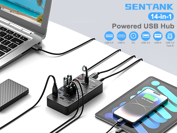 SENTANK 14-in-1 Powered USB Hub
