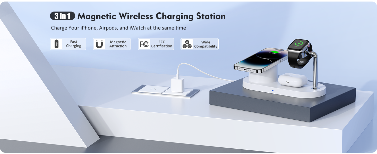 3 in 1 Magnetic Wireless Charging Station