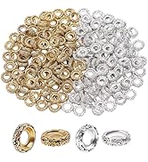 PH PandaHall 200pcs Tibetan Spacer Beads Flat Round Beads 2 Colors Carved Roundelle Spacer Bead 7...