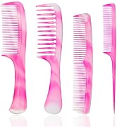 FHALLYNN Pink Hair Comb Set - Wide Tooth, Fine Tooth, Rat Tail, and Dual Comb for Women and Men