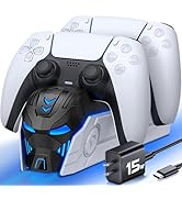 Upgraded for PS5 Controller Charger with Fast Charging AC Adapter, Dual Controller Charging Stati...