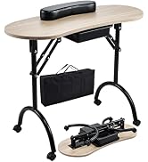 Joligrace Professional Foldable &amp; Portable Manicure Table Nail Technician Desk Workstation 4 Lock...