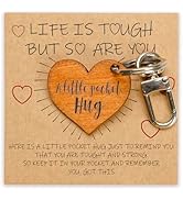 Alcarin Pocket Hug Keychain Card – Inspirational Heart Keychain Gift, “Life Is Tough But So Are Y...