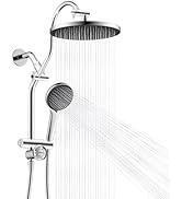 Hibbent Upgraded cUPC Certified Self-cleaning Shower Head Combo, High Pressure 10'' Rain Showerhe...