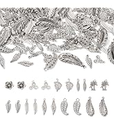 Sparkeads 100 Pcs Tibetan Style Alloy Pendants Antique Silver Charms Coconut Tree Triskele Leaf F...