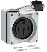 Joinfworld 50 Amp RV Outlet Box, 125/250V NEMA 14-50R RV Receptacle ETL Listed, Weatherproof Elec...