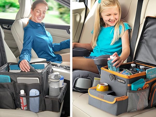 High Road&amp;#39;s car seat organizer for kids and drivers, in the front or back seat
