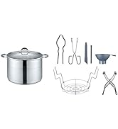 CONCORD 20 Quart Stainless Steel Canning Pot Set. Includes Canning Rack, Tongs, Jar Lifter, Funne...