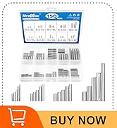 MroMax 150Pcs 304 Stainless Steel Dowel Pins Assortment Kit, 20 Sizes - M2 M3 M4 M5 Shelf Support...