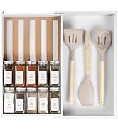 KitchenEdge Spice Drawer Organizer with Expandable Storage. Holds up to 15 Spice Jars (Not Includ...
