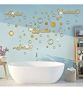 60 Pieces 3D Acrylic Mirror Wall Stickers Decor, Bathroom DIY Removable Mirror Wall Decals Sticke...