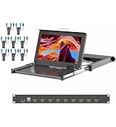 1U Rack Mount KVM Console, Arvitek 15.6" LCD Monitor KVM Switch 8 Port HDMI w/Cables,Keyboard Tou...