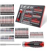 GEINXURN 62Pieces Ratcheting Screwdriver Set, 12-in-1 Multi-bit Magnetic Screwdriver, Quick-Load ...