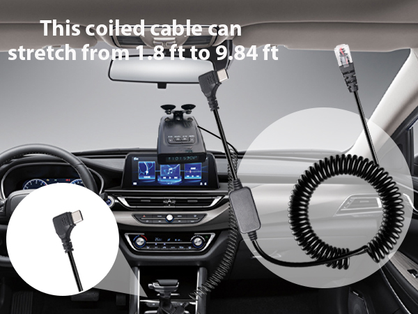 coiled cable for radar detector