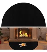 Svepndic 32x60Inch Black Fireplace Hearth Mats Fire Resistant,Large Half Round Fireproof Fireplac...