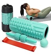 5 in 1 Foam Roller Set - Back Roller Foam, Massage Roller Stick, Massage Ball, Resistance Band fo...