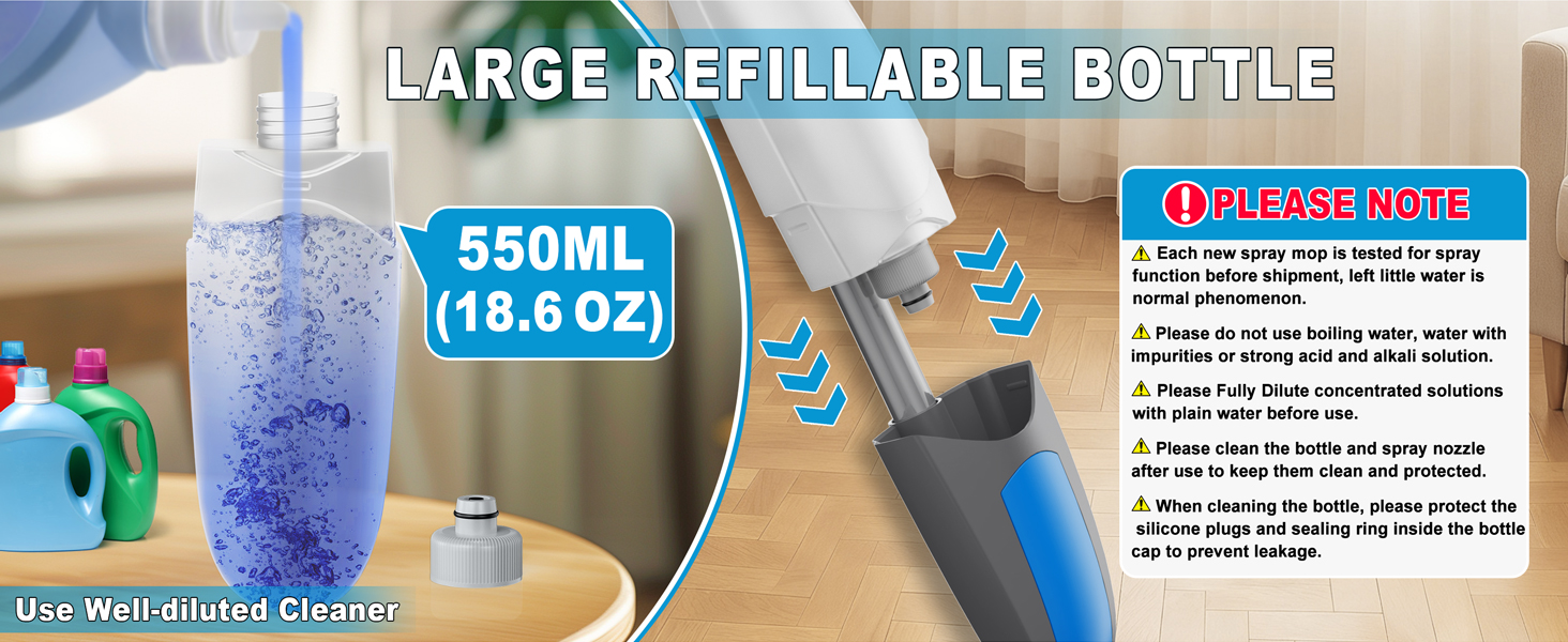 microfiber mop with spray bottle refillable