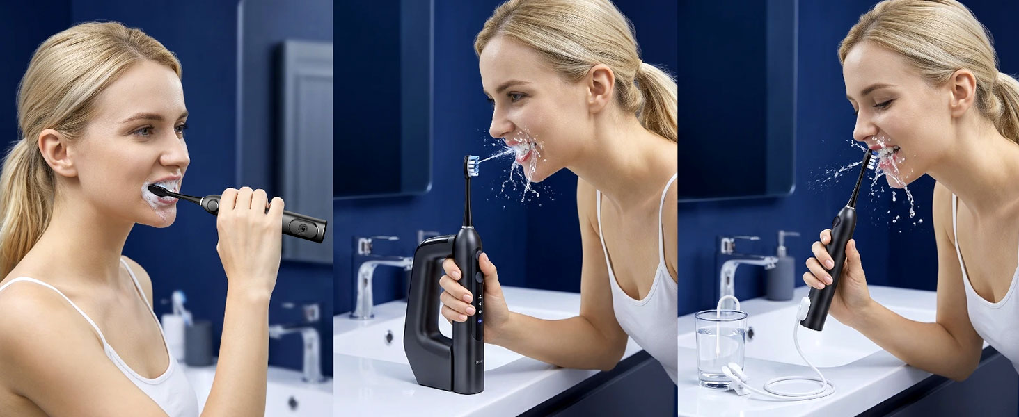 2in1 electric toothbrush with water flosser