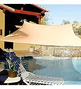 e.share Desert Sand Square Sun Shade Sail - 20ftx20ft Top Pergola Shade Cover Canopy, Mesh Tarp S...