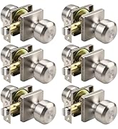 KNOBWELL Brushed Nickel Door Knobs, Square Interior Door Knobs, Closet Door Knob for Passage, Hal...