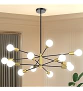Phaosio Sputnik Chandelier 12-Light, Mid Century Modern Height Adjustable Ceiling Light Fixture f...