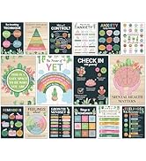 gisgfim 16PCS Cactus Mental Health Posters for Classroom Succulent Anxiety Therapy Growth Mindset...