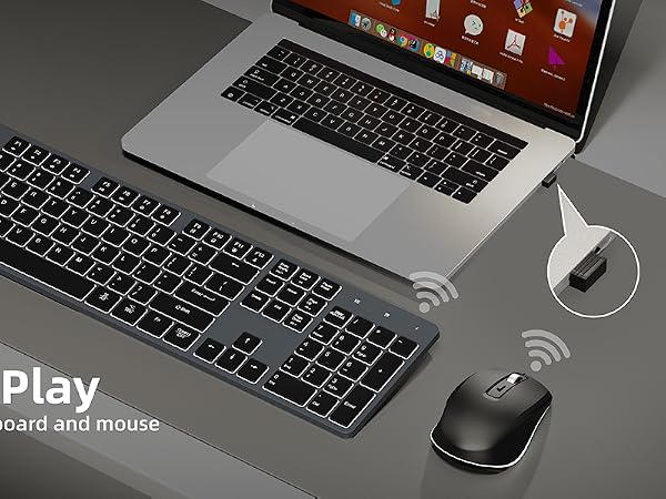 Wireless Keyboard and Mouse - Plug and Play