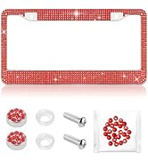 Bling Diamond License Plate Frame,Universal Stainless Steel License Plate Holder Fits U.S. Standa...