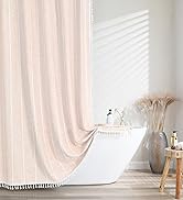 shower curtain set shower curtains boho farmhouse fabric linen bathroom stripe tassels cream beige