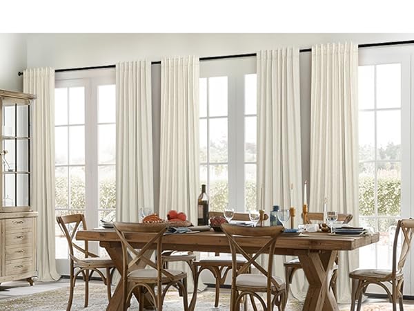Beige Linen Blackout Curtains for Dining Room