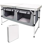 Camp Field Camping Folding Aluminum Table with Adjustable Legs for Outdoor Travel Beach, Backyard...