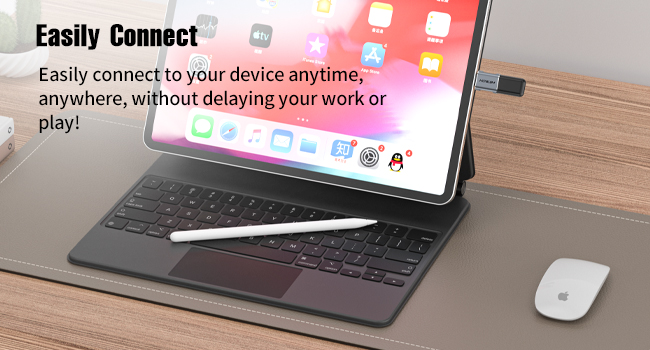 Text reads 'Easily Connect'. Multiple images showing a laptop and wireless device connection setup process.