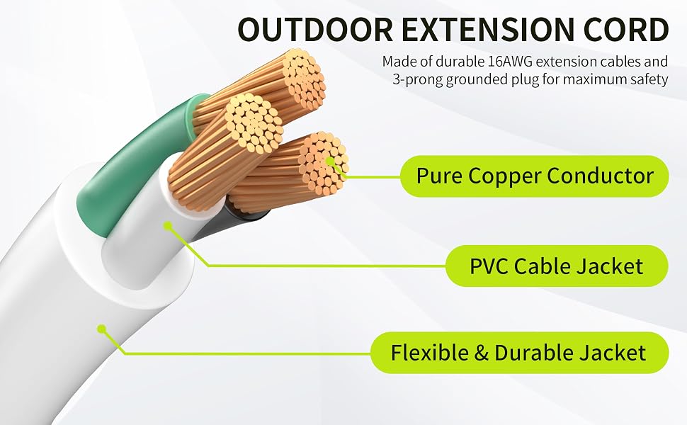 white extension cord 50 ft