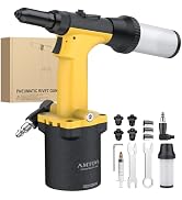 AMTOVL Pneumatic Riveter - Air Rivet Gun, 3/32", 1/8", 5/32", 3/16", 1/4" Capacity, Lightweight S...