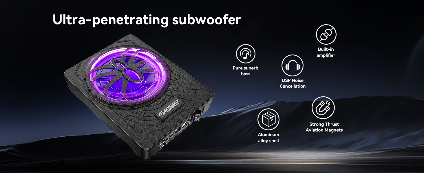 Car subwoofer,under seat subwoofers with amp,under seat subwoofer,bluetooth subwoofer for car