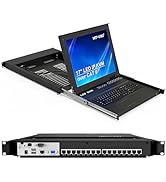 MT-VIKI 16 Port CAT6 Extension KVM Over IP, 1-Local/1-Remote Access,1U Rack Mount KVM w/17'' LCD ...