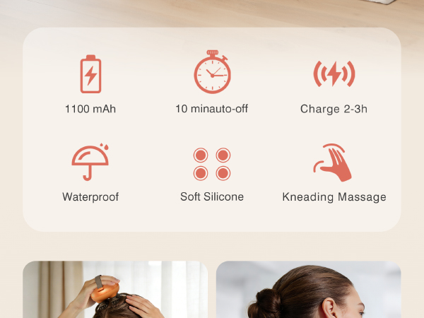 cotsoco Electric Cordless Head Scalp Massager for Stress Relax, Deep Clean and Hair Growth, Gift