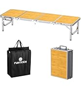 FUNYKICH 4ft Low Folding Picnic Table(45.7''x15.7''x10.3''), Thicker Aluminum Legs Beach Table wi...