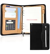 Lemical Zipper Leather Journal Refillable Binder Notebook 160 Pages Portfolio Padfolio with Calcu...