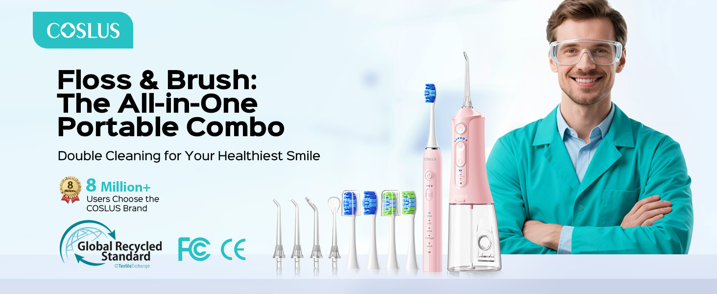 Electric Toothbrush with Water Flosser Combo