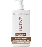 Native Body Lotion, Coconut &amp; Vanilla, 48-Hour Hydration for Dry &amp; Sensitive Skin, Made with Plan...