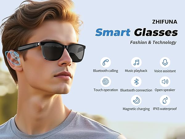 Smart glasses that connect Bluetooth for calls or music playback