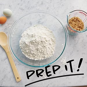 Flour and sugar in glass containers