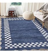 GarveeHome 8x10 Area Rug for Living Room Scalloped Washable Large Bedroom Rug Non Slip Stain Resi...