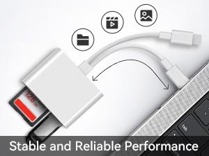 SD and TF Card Reader with USB Port for iPhone iPad Mac Lightning &amp; USB-C Dual Connector